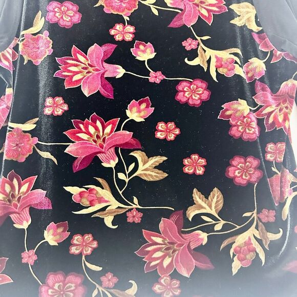 Vintage Velvet Mesh Flare Sleeve Top Large Whimsigoth Dark Floral Grunge Fairy - Picture 4 of 6